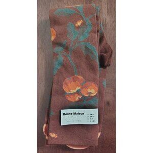 New Bonne Maison Brown Socks, Apple, Tomato? Green Leaves, France